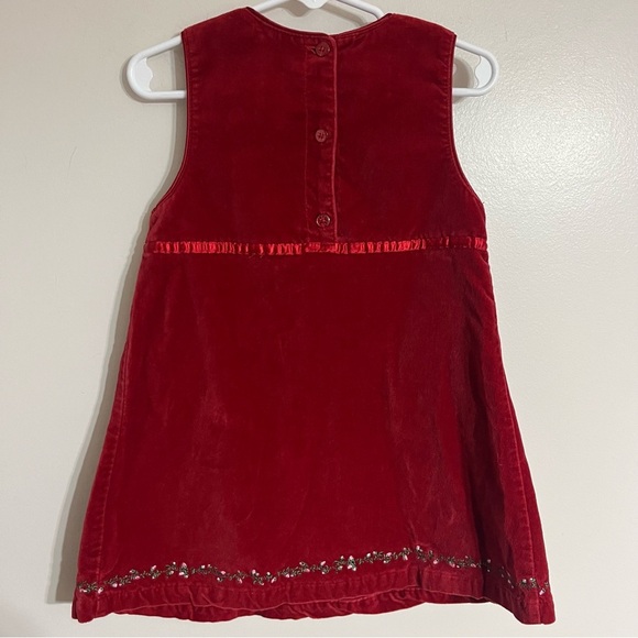 Girls Vintage Oshkosh Red Velvet Embroidered Sleeveless Dress Size 36 Months - Picture 8 of 8